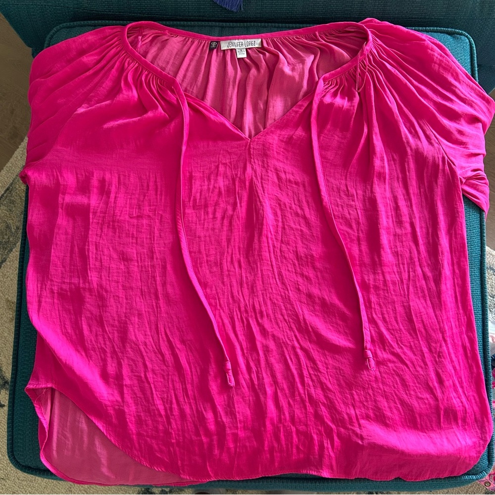 Jennifer Lopez Fuchsia Blouse with Tie Neck